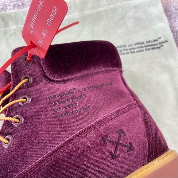 Off-White (Virgil Abloh) x Timberland 6” Limited Edition Velvet Boots FW18 - Picture 11 of 15